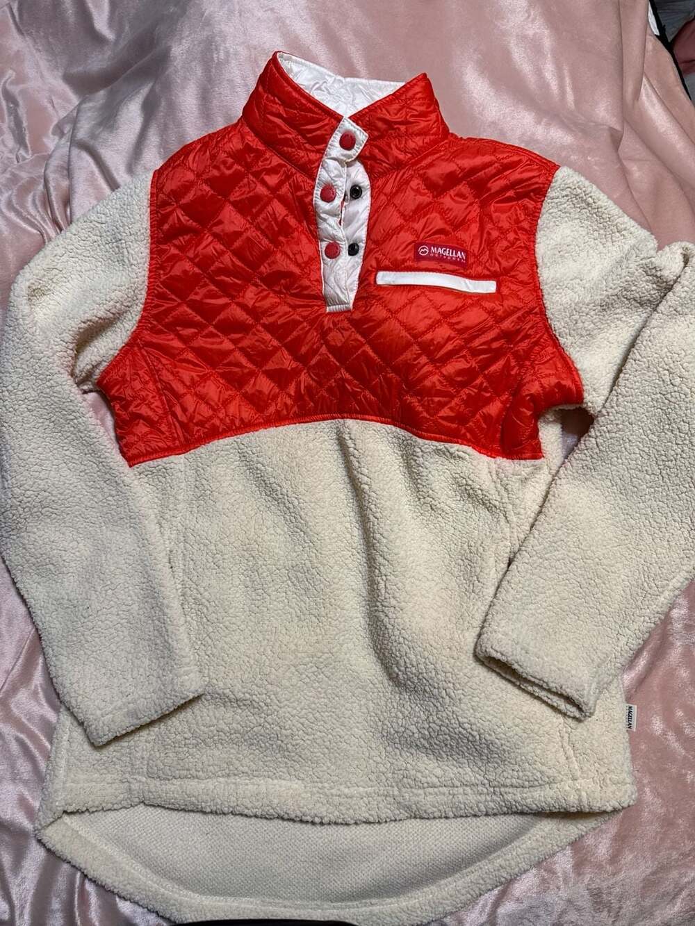 Magellan Outdoors Women's Campfire Quilted Sherpa 1/4 Snap Pullover Size M